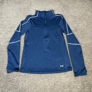 Under Armour Pullover Womens XS Blue 1/4 Zip Mock Neck Long Sleeve Athletic